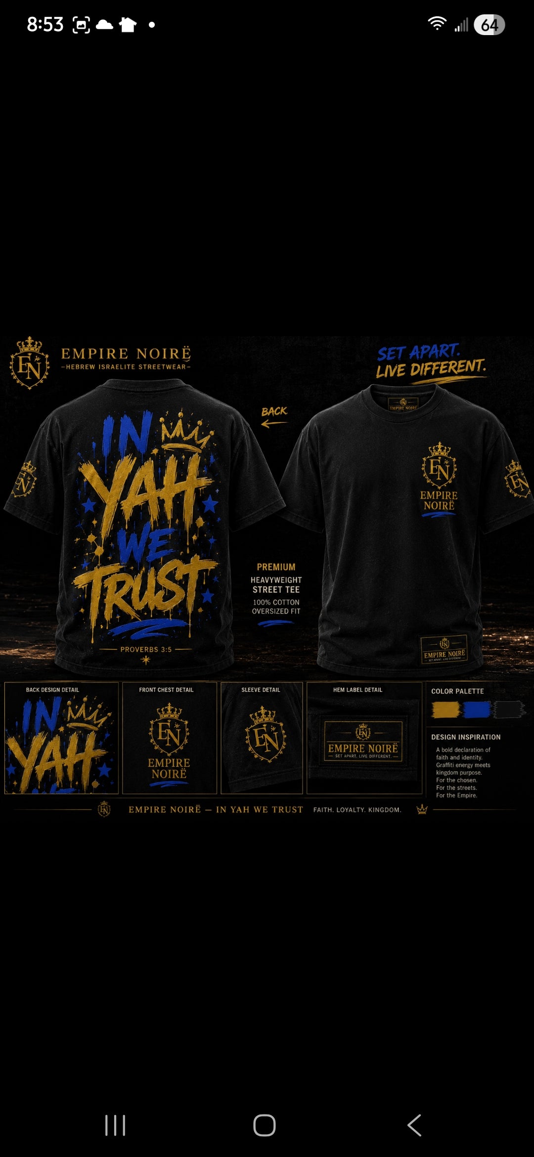 Empire Noirë “In Yah We Trust” Premium Tee